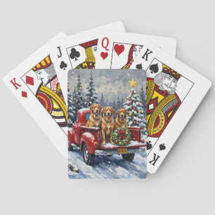 Anatolian Shepherd Dog Christmas Red Truck Holiday Playing Cards