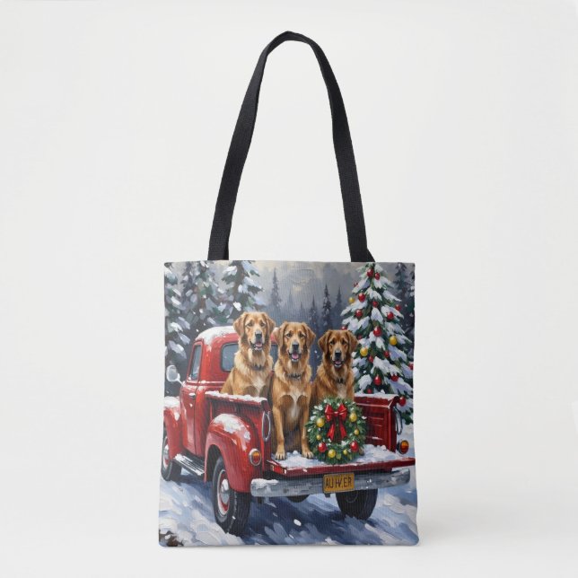 Anatolian Shepherd Dog Christmas Red Truck Holiday Tote Bag (Front)