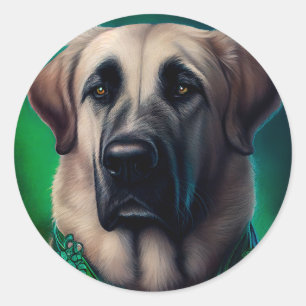 Anatolian Shepherd dog in St. Patrick's Day Dress Classic Round Sticker