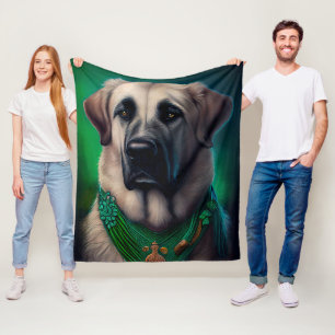 Anatolian Shepherd dog in St. Patrick's Day Dress Fleece Blanket