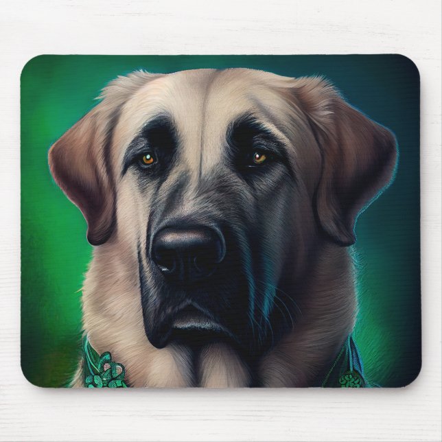 Anatolian Shepherd dog in St. Patrick's Day Dress Mouse Pad (Front)