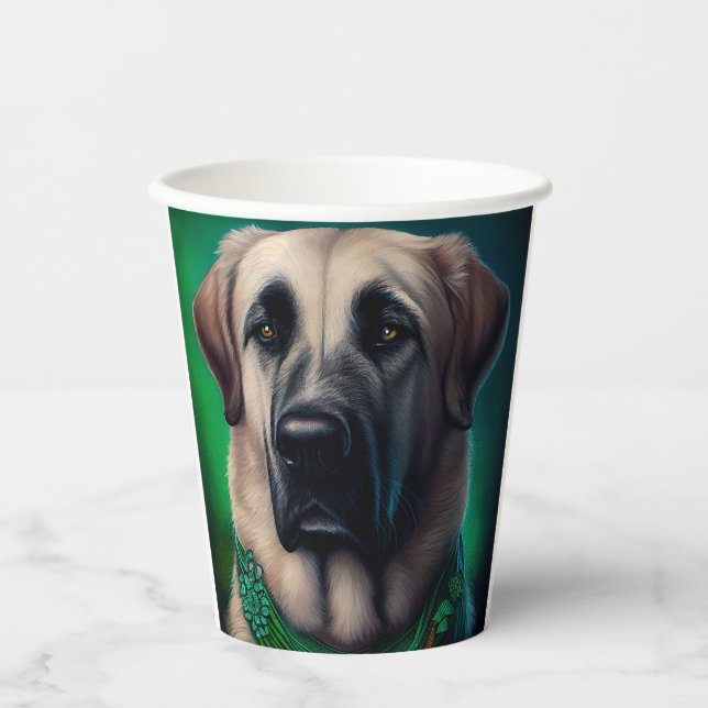 Anatolian Shepherd dog in St. Patrick's Day Dress Paper Cups (Front)