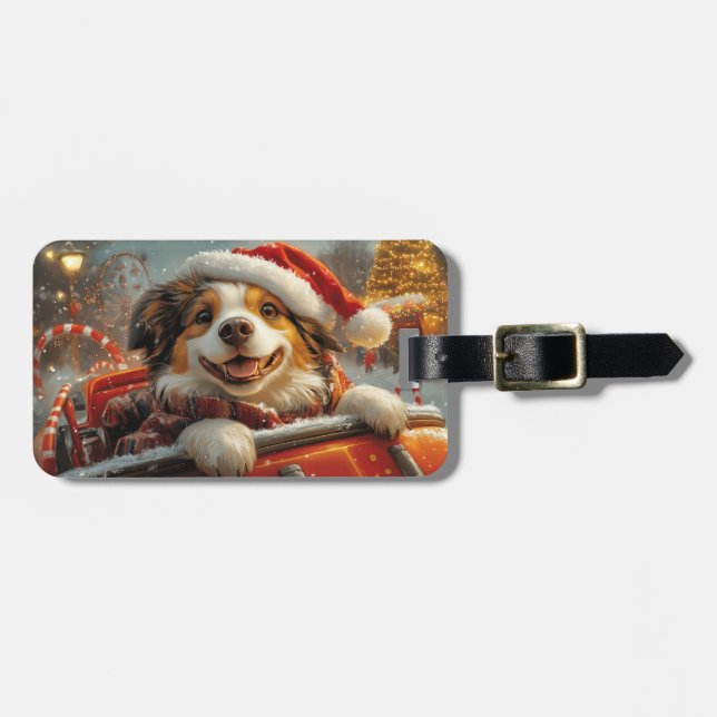 Anatolian Shepherd Dog Roller Coaster Christmas Luggage Tag (Front Horizontal)