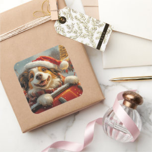 Anatolian Shepherd Dog Roller Coaster Christmas Square Sticker