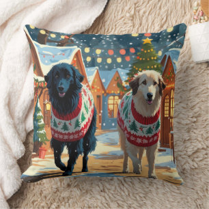 Anatolian Shepherd Dogs Christmas Snow Holiday Cushion