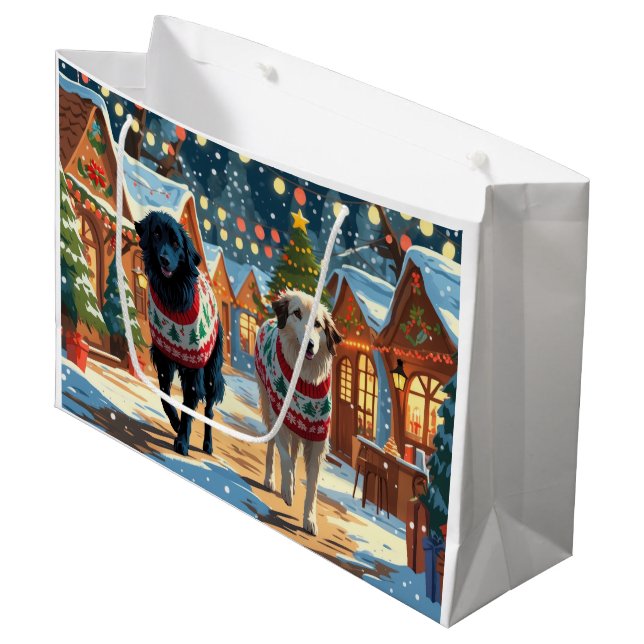 Anatolian Shepherd Dogs Christmas Snow Holiday Large Gift Bag (Front Angled)