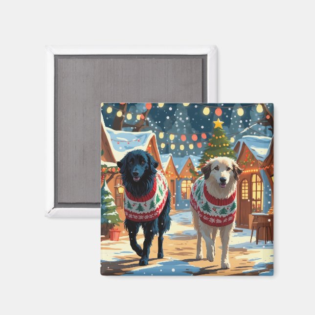 Anatolian Shepherd Dogs Christmas Snow Holiday Magnet (Front/Back)