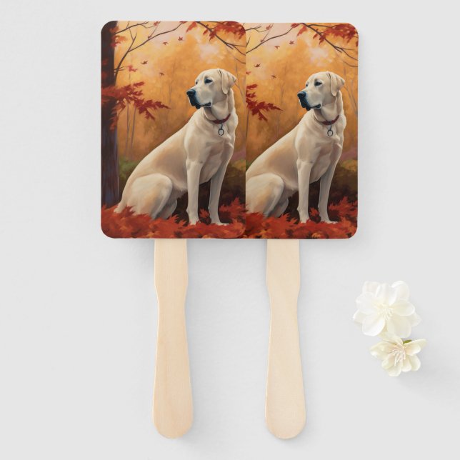 Anatolian Shepherd  in Autumn Leaves Fall Inspire Hand Fan (Front and Back)