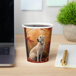 Anatolian Shepherd  in Autumn Leaves Fall Inspire Paper Cups