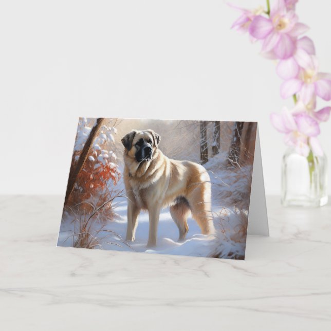Anatolian Shepherd Let It Snow Christmas  Card (Orchid)