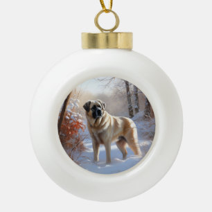 Anatolian Shepherd Let It Snow Christmas  Ceramic Ball Christmas Ornament