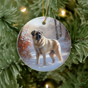 Anatolian Shepherd Let It Snow Christmas  Ceramic Ornament