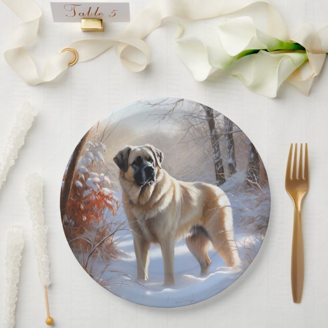 Anatolian Shepherd Let It Snow Christmas  Paper Plate (Wedding)