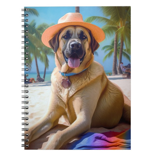 Anatolian Shepherd on Beach, dog lover summer gift Notebook (Front)