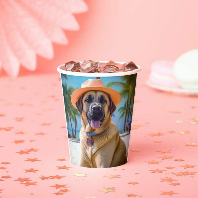 Anatolian Shepherd on Beach, dog lover summer gift Paper Cups (Insitu)