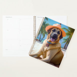 Anatolian Shepherd on Beach, dog lover summer gift Planner