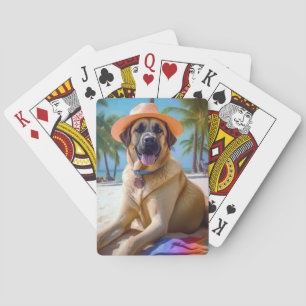 Anatolian Shepherd on Beach, dog lover summer gift Playing Cards