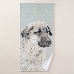 Anatolian Shepherd Painting - Original Dog Art Bath Towel Set