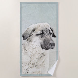 Anatolian Shepherd Painting - Original Dog Art Beach Towel