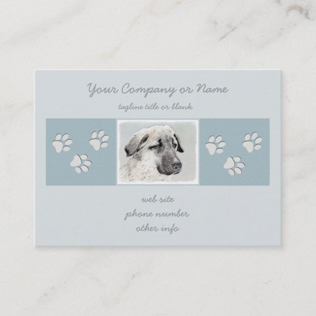 Anatolian Shepherd Painting - Original Dog Art Business Card (Front)