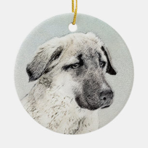Anatolian Shepherd Painting - Original Dog Art Ceramic Tree Decoration