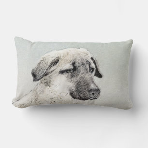 Anatolian Shepherd Painting - Original Dog Art Lumbar Cushion