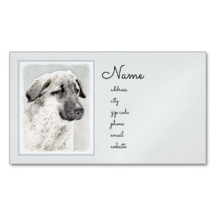 Anatolian Shepherd Painting - Original Dog Art Magnetic Business Card