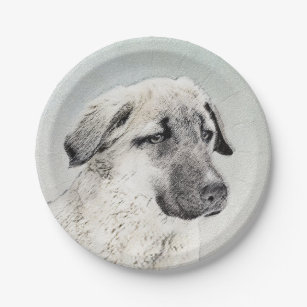 Anatolian Shepherd Painting - Original Dog Art Paper Plate