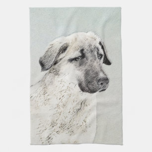 Anatolian Shepherd Painting - Original Dog Art Tea Towel