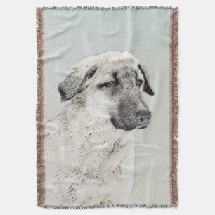 Anatolian Shepherd Painting - Original Dog Art Throw Blanket
