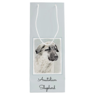 Anatolian Shepherd Painting - Original Dog Art Wine Gift Bag
