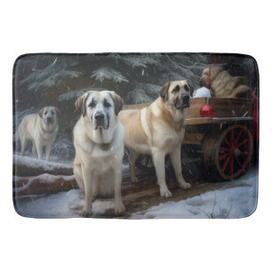 Anatolian Shepherd Snowy Sleigh Christmas Decor Bath Mat