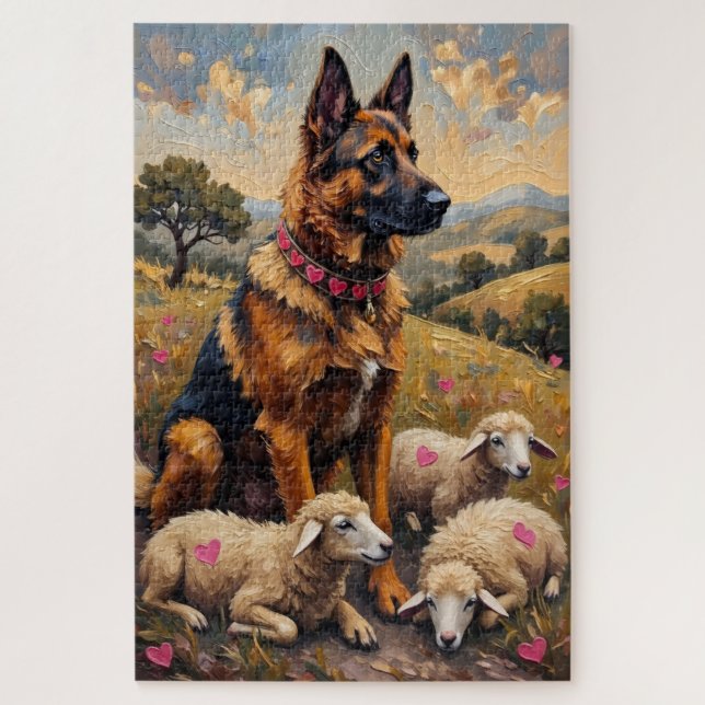 Anatolian Shepherd Valentine's Day Heart Flock Jigsaw Puzzle (Vertical)