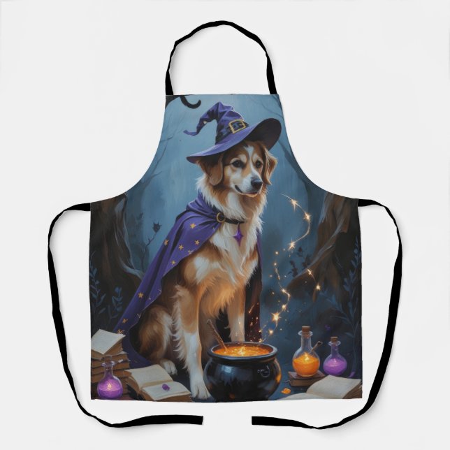 Anatolian Shepherd  Whimsical Halloween Painting Apron (Front)