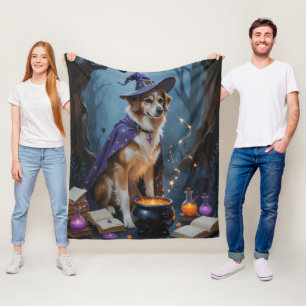 Anatolian Shepherd Whimsical Halloween Painting Fleece Blanket