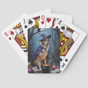 Anatolian Shepherd  Whimsical Halloween Painting Playing Cards
