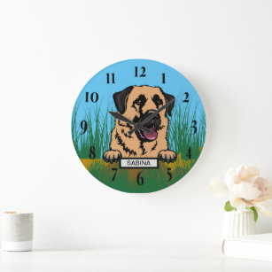 Anatolian Shepherd with Blue Sky in Nature Large Clock