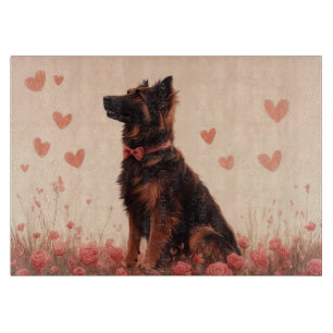 Anatolian Shepherd with Roses - Valentine's Day Cutting Board