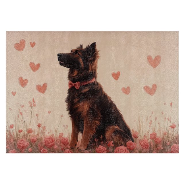 Anatolian Shepherd with Roses - Valentine's Day Cutting Board (Front)