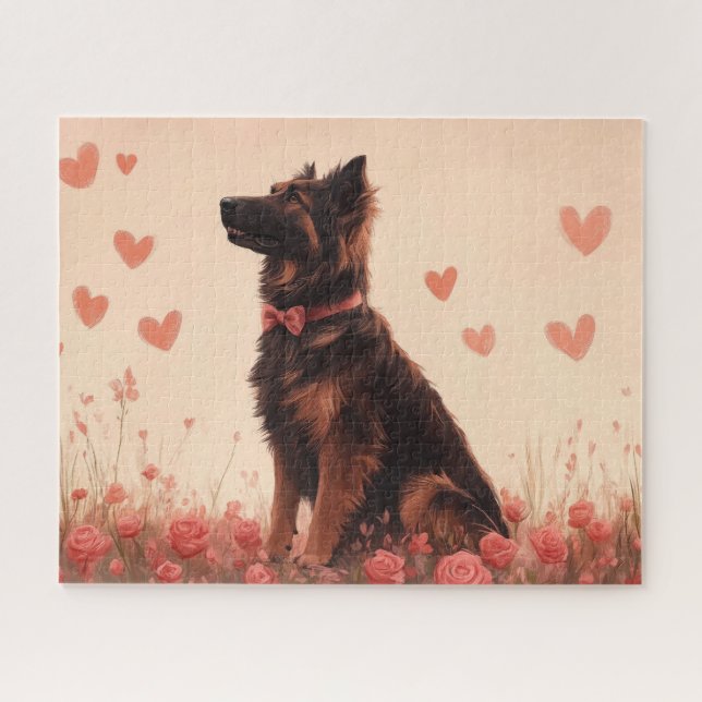 Anatolian Shepherd with Roses - Valentine's Day Jigsaw Puzzle (Horizontal)