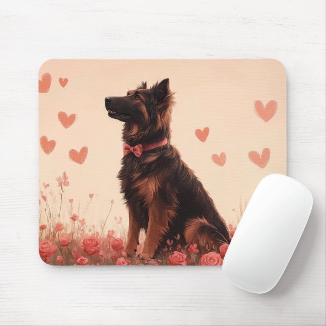 Anatolian Shepherd with Roses - Valentine's Day Mouse Pad (With Mouse)