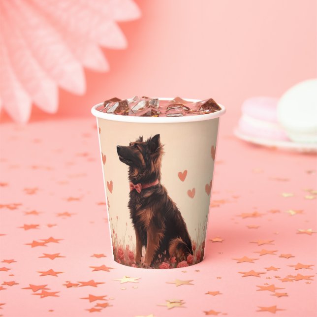 Anatolian Shepherd with Roses - Valentine's Day Paper Cups (Insitu)