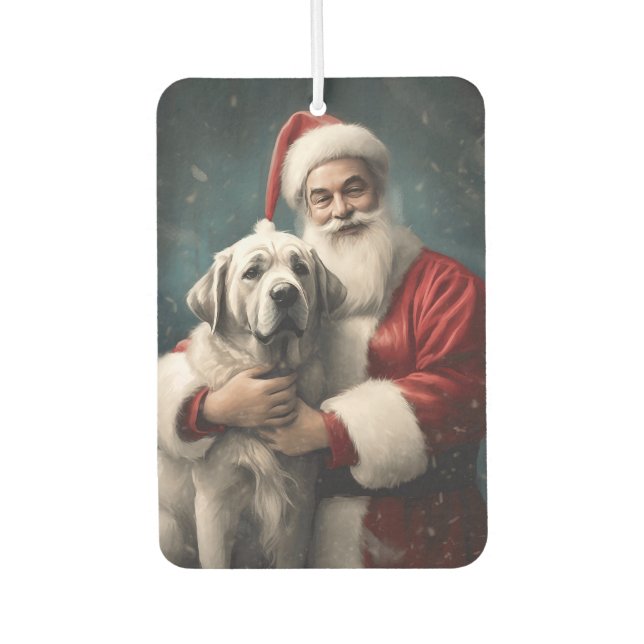 Anatolian Shepherd with Santa Claus Christmas Car Air Freshener (Front)