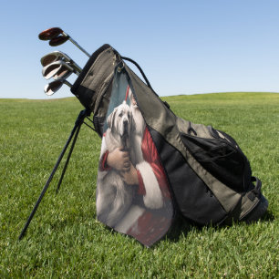 Anatolian Shepherd with Santa Claus Christmas Golf Towel