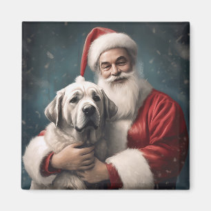 Anatolian Shepherd with Santa Claus Christmas Magnet