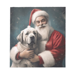 Anatolian Shepherd with Santa Claus Christmas Notepad