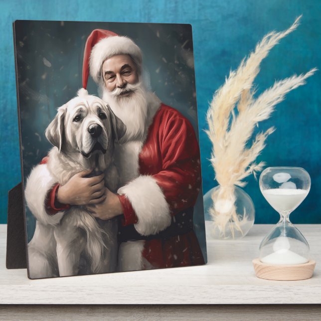 Anatolian Shepherd with Santa Claus Christmas Plaque (Side)