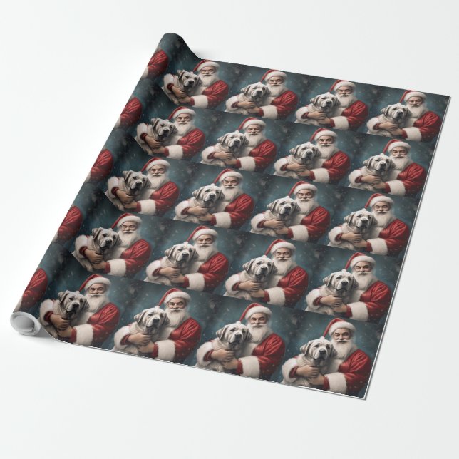 Anatolian Shepherd with Santa Claus Christmas Wrapping Paper (Unrolled)