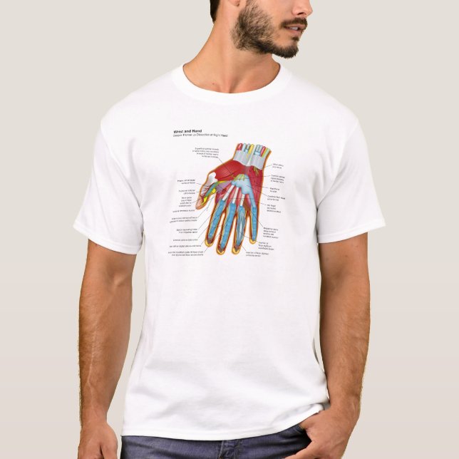 Anatomical Diagram of the Human Hand and Wrist T-Shirt (Front)