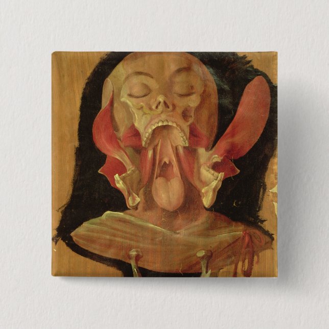 Anatomical drawing of the head 15 cm square badge (Front)